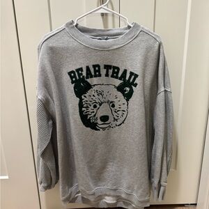 Aerie Gray Bear Trail Crewneck Sweater